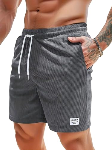 Yutdeng Cord Shorts Herren Sommer Kurze Cordhose Jogginghose Kurz Hose Casual Sweat Shorts mit Taschen Elastische Taille Kordelzug Freizeithose Kurze Stoffhose Strandhose Trainingshose,Grau,XL Yutdeng Cord Shorts Herren Sommer Kurze Cordhose Jogginghose Kurz Hose Casual Sweat Shorts mit Taschen Elastische Taille Kordelzug Freizeithose Kurze Stoffhose Strandhose Trainingshose,Grau,XL von Yutdeng