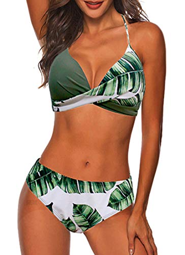 Yutdeng Damen Bikini Set Push Up Triangel Bikini Colour Blocking Blume Bikinioberteil Grosse Grössen Bademode Zweiteiliger Bademode Frauen Strandkleidung von Yutdeng