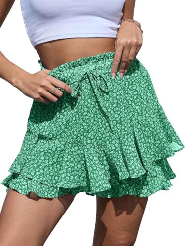 Yutdeng Kurze Hose Damen Shorts Sommerhose Leicht Kurz Hosen Sommer Hosenrock Boho Blumen High Waist Shorts Sommer Elegant Elastische Taille Weite Bein Strandshorts Tennisrock Hotpants,Grün,M Yutdeng Kurze Hose Damen Shorts Sommerhose Leicht Kurz Hosen Sommer Hosenrock Boho Blumen High Waist Shorts Sommer Elegant Elastische Taille Weite Bein Strandshorts Tennisrock Hotpants,Grün,M von Yutdeng