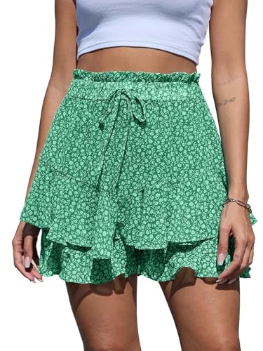 Yutdeng Shorts Damen Sommer Lässig Rock mit Hose Drunter Boho Chiffon Shorts Leicht Hosenrock Kurze Hose Elastische Taille Minirock Blumen Rüschen Strandshorts Locker Sommerhose Freizeit mit Kordelzug Yutdeng Shorts Damen Sommer Lässig Rock mit Hose Drunter Boho Chiffon Shorts Leicht Hosenrock Kurze Hose Elastische Taille Minirock Blumen Rüschen Strandshorts Locker Sommerhose Freizeit mit Kordelzug von Yutdeng