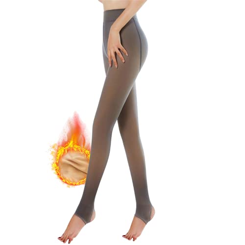 Yutdeng Strumpfhosen Damen Warme Thermo Strumpfhose Gefüttert Transparent ohne Zehen Fleece Tights Translucent Plüschstrümpfe Bauchweg Feinstrumpfhose Thermostrumpfhose, Schwarz, 220g von Yutdeng