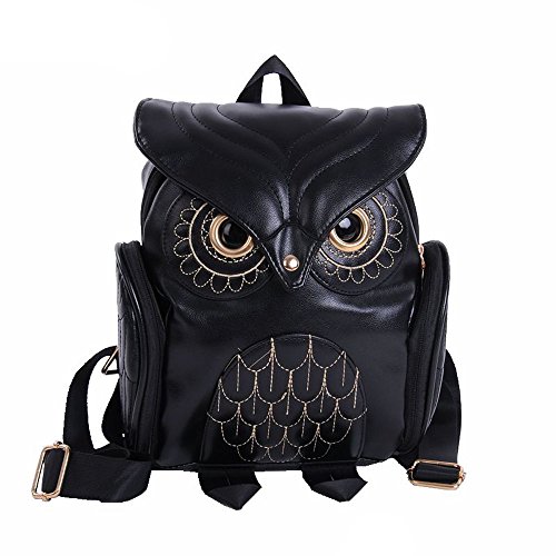 Damen Rucksäcke Nette Eulen Schultasche Student Bookbags Schulrucksack Reisetasche Mädchen Rucksack Yuwegr(Schwarz) von Yuwegr