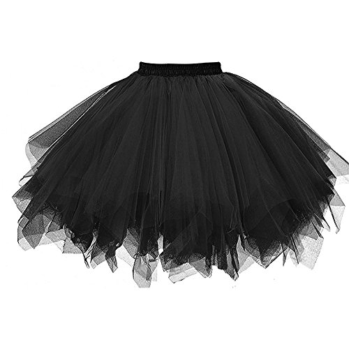 Yuwegr Damen Röcke Kurze Faltenrock Tüllrock Stretch Elastische Taille Tutu Mini Tanzen Rock 7 Farbe One Size (One Size, Schwarz) von Yuwegr