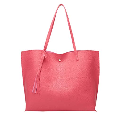Yuwegr Damen Umhängetaschen Quaste Handbag Elegant Einfarbig Handtaschen Mode Frauen Schultertaschen(Hot Rosa) von Yuwegr