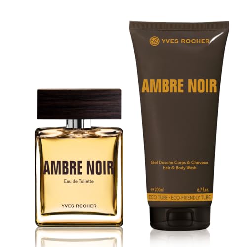 Yves Rocher AMBRE NOIR Duft-Set, Geschenk-Set bestehend aus Eau de Toilette & Dusch-Shampoo, sinnlich-eleganter Duft, Valentinstag Geschenkidee für Männer von Yves Rocher