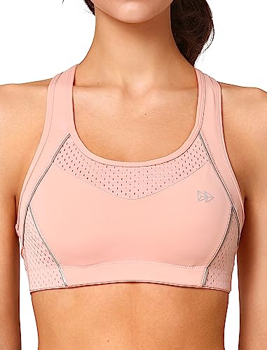 Yvette Damen Sport BH Starker Halt Große Brüste Bra Ringerrücken Bügellos Gepolstert Bustier für Fitness Joggen Yoga Pink 2XL Große Größen von Yvette