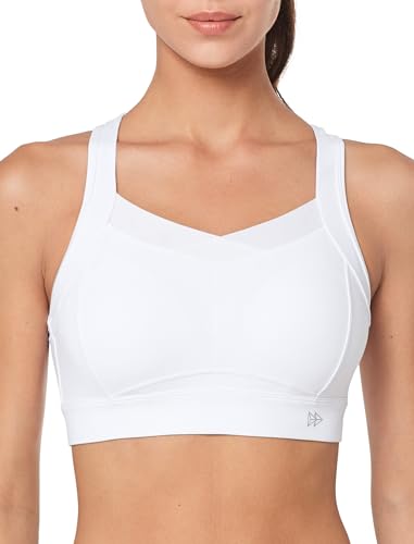 Yvette Damen Sport BH Starker Halt mit Haken&Öse Große Größen Lauf Fitness Bra, Weiß, 4XL Große Größen von Yvette