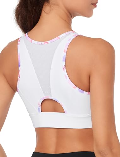 Yvette Sport BH Starker Halt 2024 Neu Vorderverschluss Große Größen Fitness Joggen Bra, Weiß, S von Yvette