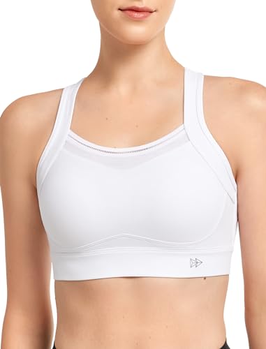 Yvette Sport BH starker Halt mit Mesh Schöner Rücken Große Größen für Fitness Joggen Bra,Weiß,3XL Große Größen von Yvette