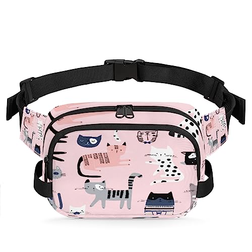 Abstraktion Katze Fanny Packs Gürteltasche für Frauen Mann Cartoon Katze Hüfttasche Mode Crossbody Tasche Hüfte Bauchtasche mit verstellbarem Gurt für Outdoor Workout Casual Reisen Laufen Wandern von Yzrwebo