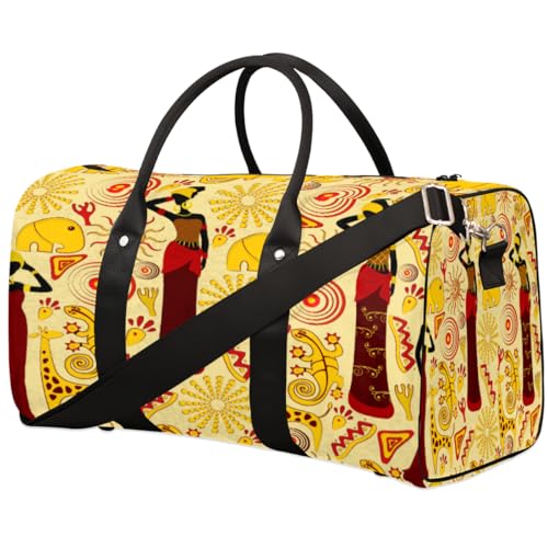 African Woman Travel Duffle Bag for Men Women Exotic Tribe Print Overnight Weekender Bag Foldable Travel Duffel Bag Large Sports Gym Bag Waterproof Luggage Tote Bag Tear Resistant, Mehrfarbig, 17.4 x von Yzrwebo