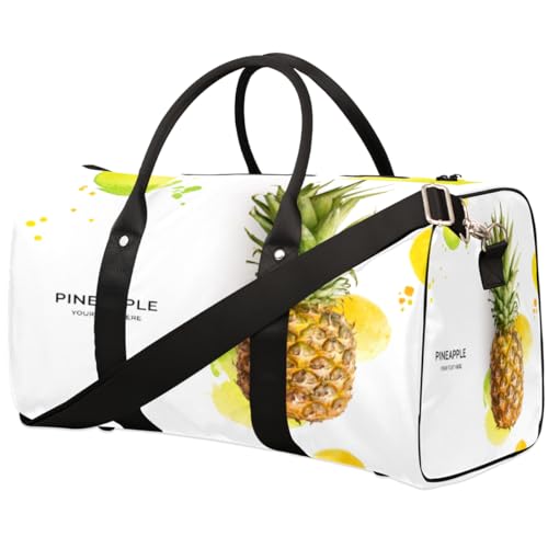 Ananas-Muster Reise Duffle Bag für Männer Frauen Sommer Ananas Übernachtung Weekender Tasche Faltbare Reise Duffel Bag Große Sport Gym Bag Wasserdichte Gepäck Tragetasche Reißfest, Mehrfarbig, 17.4 x von Yzrwebo