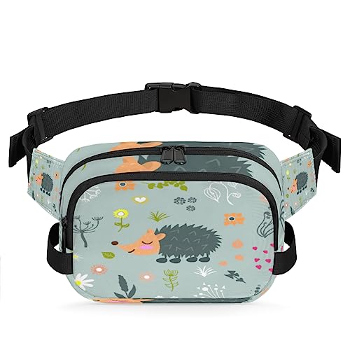 Animal Hedgeho Bauchtasche für Damen, Herren, Blume, Liebe, Herz, Hüfttasche, modische Umhängetasche, Hüfttasche mit verstellbarem Riemen für Outdoor, Workout, Freizeit, Reisen, Laufen, Wandern, von Yzrwebo