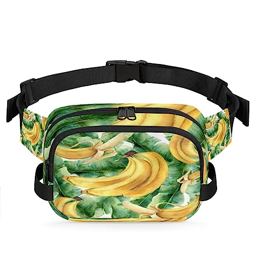 Bauchtasche mit Bananenmuster, Gürteltasche für Damen, Herren, Bananenblätter, modische Umhängetasche, Hüfttasche mit verstellbarem Riemen für Outdoor, Workout, Freizeit, Reisen, Laufen, Wandern, von Yzrwebo