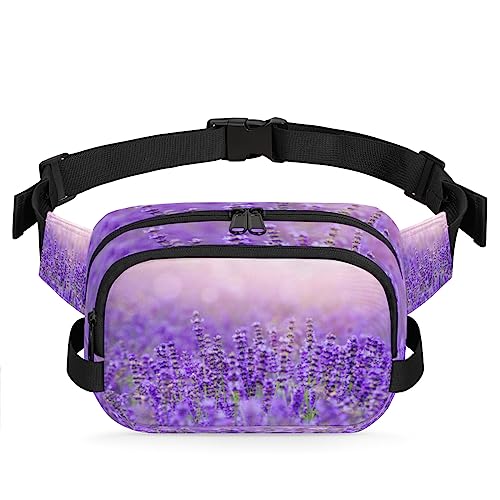 Bauchtasche mit Blumenmuster, Lavendel, Gürteltasche für Damen und Herren, violetter Lavendel, modische Umhängetasche, Hüfttasche mit verstellbarem Riemen für Outdoor, Workout, Freizeit, Reisen, von Yzrwebo