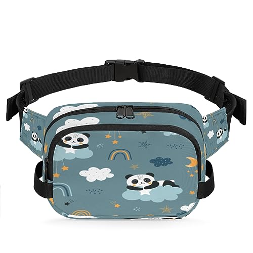 Bauchtasche mit Cartoon-Panda-Motiv, für Damen, Herren, Wolken, Sternenhimmel, modische Umhängetasche, Hüfttasche mit verstellbarem Riemen für Outdoor, Workout, Freizeit, Reisen, Laufen, Wandern, von Yzrwebo