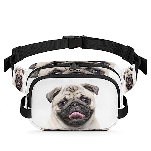 Bauchtasche mit Mops-Motiv, Gürteltasche für Damen, Herren, Tier, Hund, modische Umhängetasche, Hüfttasche mit verstellbarem Riemen für Outdoor, Workout, Freizeit, Reisen, Laufen, Wandern, Radfahren, von Yzrwebo