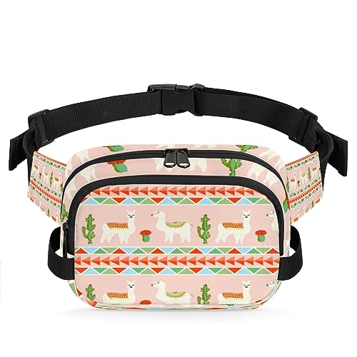 Bauchtasche mit Tiermotiv, Alpaka, Gürteltasche für Damen, Herren, Kaktus, geometrische Hüfttasche, modische Umhängetasche, Hüfttasche mit verstellbarem Riemen für Outdoor, Workout, Freizeit, Reisen, von Yzrwebo