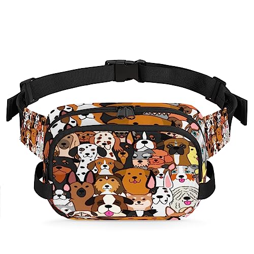 Bunte Hunde Bauchtasche Gürteltasche für Damen Mann Doodle Hund Hüfttasche Mode Crossbody Tasche Hüfte Bauchtasche mit verstellbarem Gurt für Outdoor Workout Casual Reisen Laufen Wandern Radfahren, von Yzrwebo