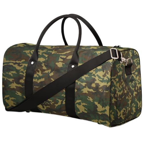 Camo Forest Reisetasche für Männer Frauen Camo Thema Übernachtung Weekender Tasche Faltbare Reise Duffel Bag Große Sport Gym Bag Wasserdicht Gepäck Tragetasche Reißfest, Mehrfarbig, 17.4 x 8.3 x 9.5 von Yzrwebo