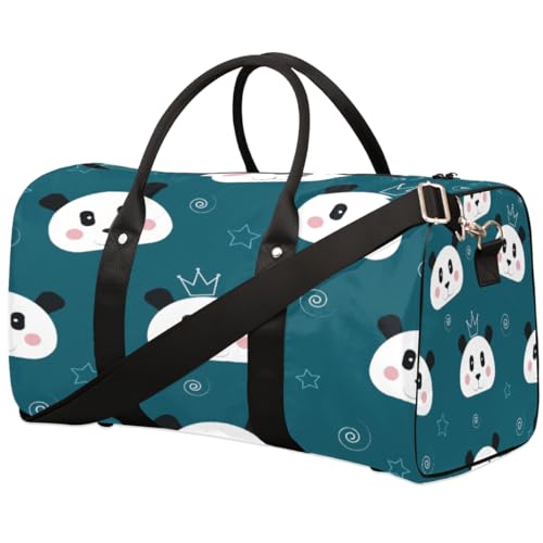 Cartoon Panda Gesicht Reise Duffle Bag für Männer Frauen Panda Übernachtung Weekender Tasche Faltbare Reise Duffel Bag Große Sport Gym Bag Wasserdicht Gepäck Tote Bag Tear Resistant, Mehrfarbig, 17.4 von Yzrwebo