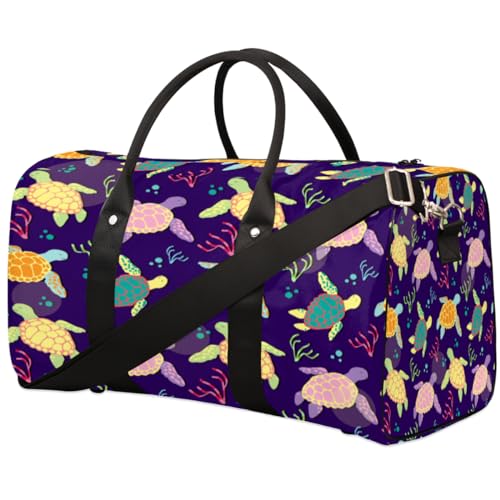 Cartoon Turtle Travel Duffle Bag for Men Women Turtle Pattern Overnight Weekender Bag Foldable Travel Duffel Bag Large Sports Gym Bag Waterproof Luggage Tote Bag Tear Resistant, Mehrfarbig, 17.4 x 8.3 von Yzrwebo