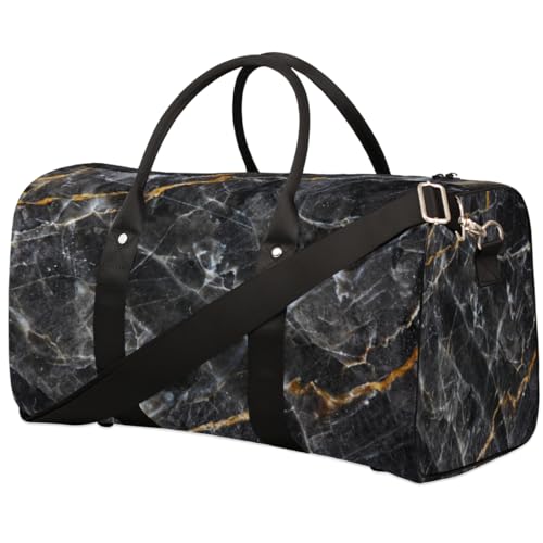 Dark Marble Texture Travel Duffle Bag for Men Women Textures Print Overnight Weekender Bag Foldable Travel Duffel Bag Large Sports Gym Bag Waterproof Luggage Tote Bag Tear Resistant, Mehrfarbig, 17.4 von Yzrwebo