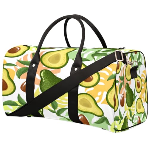 Grüne Avocado Reisetasche für Männer Frauen Palmenblätter Übernachtung Weekender Tasche Faltbare Reise Duffel Bag Große Sport Gym Bag Wasserdichte Gepäck Tragetasche Reißfest, Mehrfarbig, 17.4 x 8.3 x von Yzrwebo