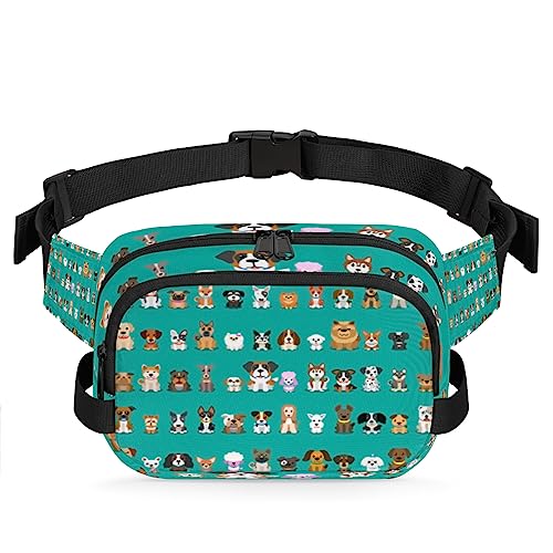 Gürteltasche für Welpen, Hunde, für Damen, Herren, niedliche Hunde-Hüfttasche, modische Umhängetasche, Hüfttasche mit verstellbarem Riemen für Outdoor, Workout, Freizeit, Reisen, Laufen, Wandern, von Yzrwebo