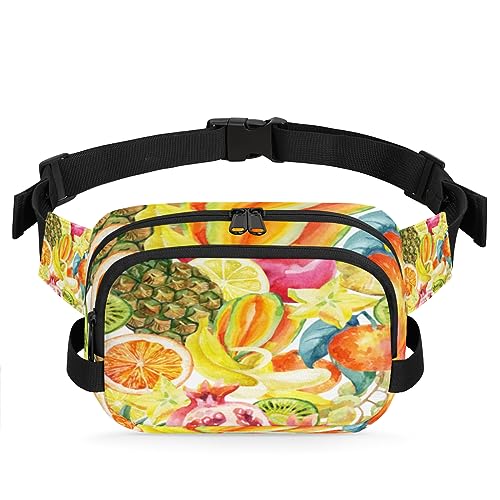 Gürteltasche mit Fruchtmuster für Damen und Herren, Ananas, Banane, Hüfttasche, modische Umhängetasche, Hüfttasche mit verstellbarem Riemen für Outdoor, Workout, Freizeit, Reisen, Laufen, Wandern, von Yzrwebo