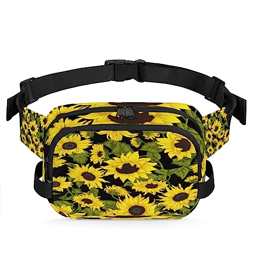 Gürteltasche mit Sonnenblumen-Motiv für Damen und Herren, gelbes Blumenmuster, modische Umhängetasche, Hüfttasche mit verstellbarem Riemen für Outdoor, Workout, Freizeit, Reisen, Laufen, Wandern, von Yzrwebo