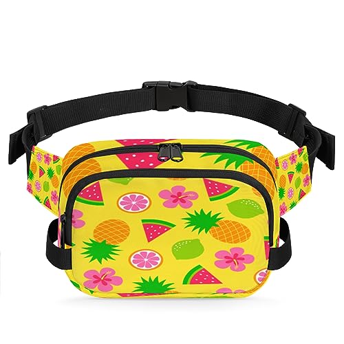 Gürteltasche mit Wassermelonen-Ananas-Motiv, für Damen, Herren, Zitronenblume, modische Umhängetasche, Hüfttasche mit verstellbarem Riemen für Outdoor, Workout, Freizeit, Reisen, Laufen, Wandern, von Yzrwebo