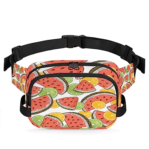 Gürteltasche mit Wassermelonen-Motiv, für Damen, Herren, Orange, Zitrone, modische Umhängetasche, Hüfttasche mit verstellbarem Riemen für Outdoor, Workout, Freizeit, Reisen, Laufen, Wandern, von Yzrwebo