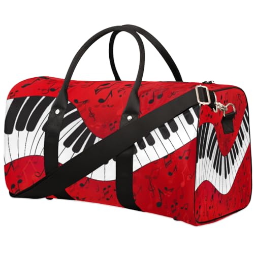 Klaviertasten Reise Duffle Bag für Männer Frauen Musiknote Übernachtung Weekender Tasche Faltbare Reise Duffel Bag Große Sport Gym Bag Wasserdicht Gepäck Tragetasche Reißfest, Mehrfarbig, 17.4 x 8.3 x von Yzrwebo