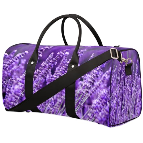 Lila Lavendel Reise Duffle Bag für Männer Frauen Lavendel Blume Übernachtung Weekender Tasche Faltbare Reise Duffel Bag Große Sport Gym Bag Wasserdichte Gepäck Tragetasche Reißfest, Mehrfarbig, 17.4 x von Yzrwebo