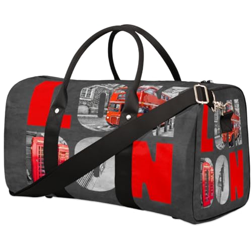 London Bus Reise Duffle Bag für Männer Frauen London Big Ben Übernachtung Weekender Tasche Faltbare Reise Duffel Bag Große Sport Gym Bag Wasserdicht Gepäck Tote Bag Reißfest, Mehrfarbig, 17.4 x 8.3 x von Yzrwebo