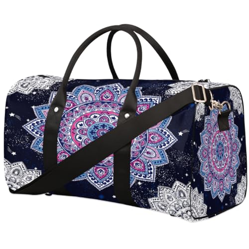 Mandala Muster Reise Duffle Bag für Männer Frauen Indische Blumen Übernachtung Weekender Tasche Faltbare Reise Duffel Bag Große Sport Gym Bag Wasserdicht Gepäck Tote Bag Tear Resistant, Mehrfarbig, von Yzrwebo