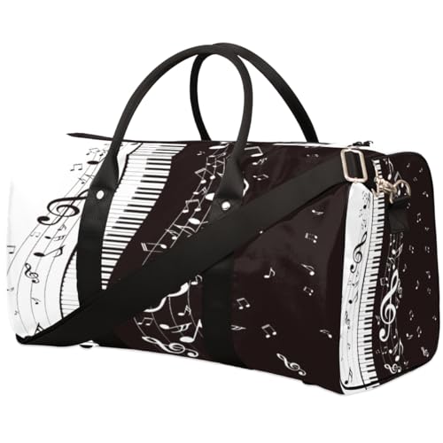 Musiknoten-Reisetasche für Männer Frauen Klaviertastatur Übernachtung Weekender Tasche Faltbare Reise Duffel Bag Große Sport Turnbeutel Wasserdichte Gepäck Tragetasche Reißfest, Mehrfarbig, 17.4 x 8.3 von Yzrwebo