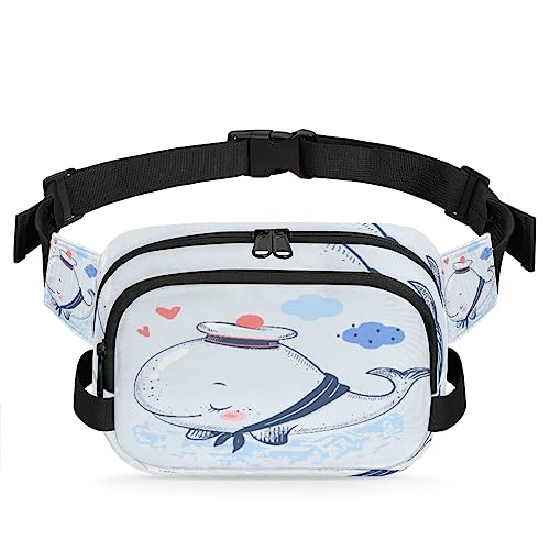 Navy Ocean Wal Gürteltasche für Damen und Herren, niedlicher Wal, modische Umhängetasche, Hüfttasche mit verstellbarem Riemen für Outdoor, Workout, Freizeit, Reisen, Laufen, Wandern, Radfahren, von Yzrwebo