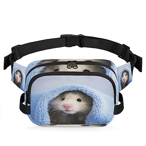 Niedliche Hamster Bauchtasche Gürteltasche für Frauen Mann Tier Hamster Hüfttasche Mode Crossbody Tasche Hüfte Bauchtasche mit verstellbarem Gurt für Outdoor Workout Casual Reisen Laufen Wandern von Yzrwebo