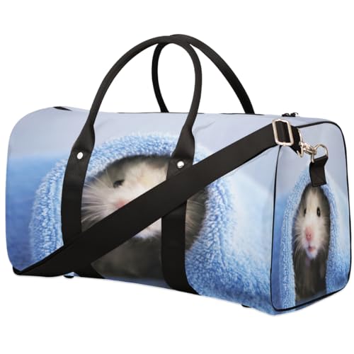 Niedliche Hamster-Reisetasche für Männer und Frauen, Tier-Hamster, Übernachtung, Wochenendtasche, faltbare Reisetasche, große Sporttasche, wasserdichte Gepäck-Tragetasche, reißfest, Mehrfarbig, 17.4 x von Yzrwebo