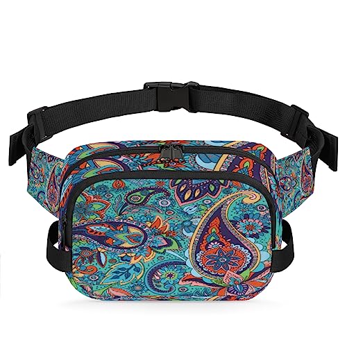 Paisley Floral Fanny Packs Gürteltasche für Damen Mann Bohemian Style Hüfttasche Mode Crossbody Tasche Hip Bauchtasche mit verstellbarem Gurt für Outdoor Workout Casual Reisen Laufen Wandern von Yzrwebo