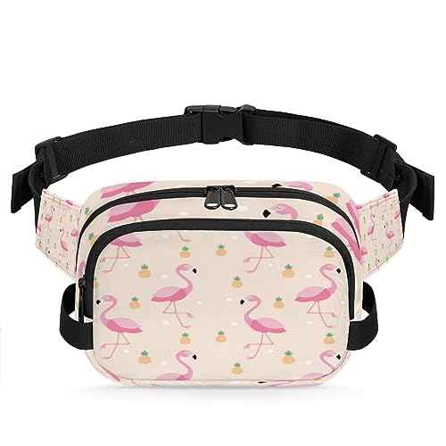 Pink Flamingo Gürteltasche für Damen und Herren, Ananas-Muster, Hüfttasche, modische Umhängetasche, Hüfttasche mit verstellbarem Riemen für Outdoor, Workout, Freizeit, Reisen, Laufen, Wandern, von Yzrwebo