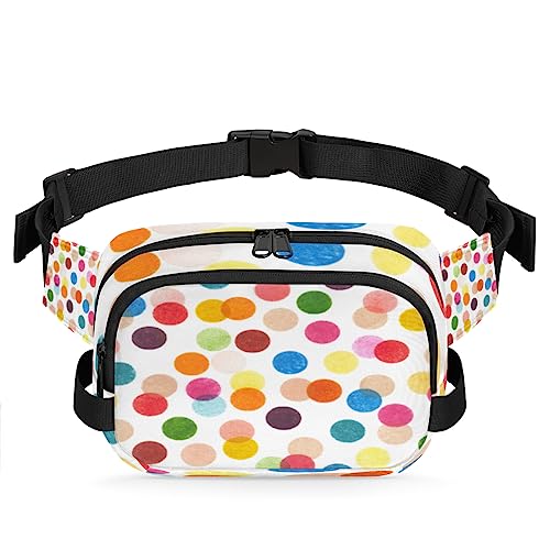 Polka Dot Gürteltasche für Damen und Herren, Regenbogen-Punkt, modische Crossbody-Tasche, Hüfttasche mit verstellbarem Riemen für Outdoor, Workout, Freizeit, Reisen, Laufen, Wandern, Radfahren, von Yzrwebo