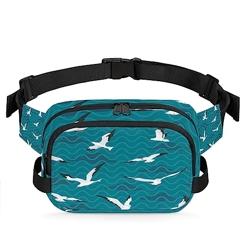 Seagull Bird Fanny Packs Gürteltasche für Frauen Mann Ozean Wellen Hüfttasche Mode Crossbody Tasche Hüfte Bauchtasche mit verstellbarem Gurt für Outdoor Workout Casual Reisen Laufen Wandern Radfahren, von Yzrwebo