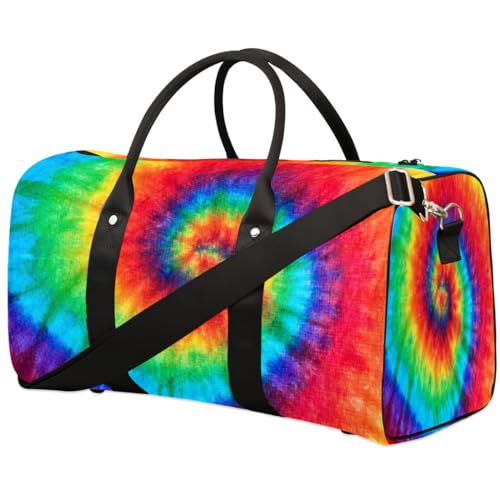Swirl Tie Dye Travel Duffle Bag for Men Women Rainbow Tie Dye Overnight Weekender Bag Foldable Travel Duffel Bag Large Sports Gym Bag Waterproof Luggage Tote Bag Tear Resistant, Mehrfarbig, 17.4 x 8.3 von Yzrwebo