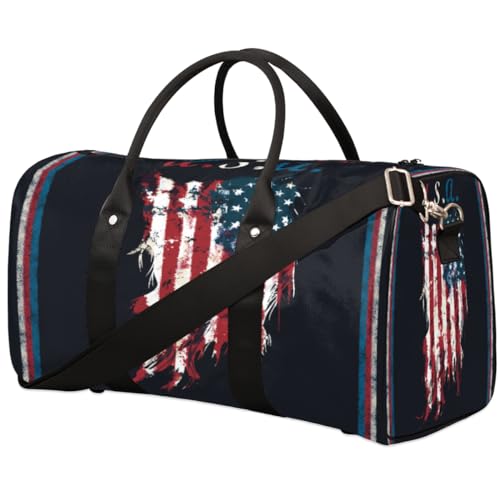 Vintage USA Flagge Reise Duffle Bag für Männer Frauen Amerikanische Flagge Übernachtung Weekender Tasche Faltbare Reise Duffel Bag Große Sport Gym Bag Wasserdicht Gepäck Tragetasche Reißfest, von Yzrwebo