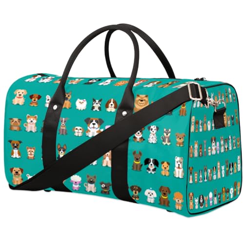 Welpe Hund Reise Duffle Bag für Männer Frauen Niedliche Hund Übernachtung Weekender Tasche Faltbare Reise Duffel Bag Große Sport Gym Bag Wasserdicht Gepäck Tote Bag Tear Resistant, Mehrfarbig, 17.4 x von Yzrwebo