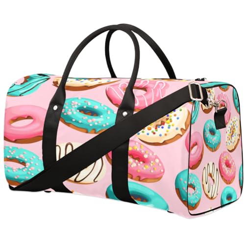 Yummy Donut Travel Duffle Bag for Men Women Food Donut Overnight Weekender Bag Foldable Travel Duffel Bag Large Sports Gym Bag Waterproof Luggage Tote Bag Tear Resistant, Mehrfarbig, 17.4 x 8.3 x 9.5 von Yzrwebo