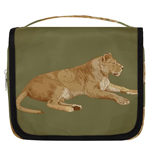 Yzrwebo Animal Lioness H?ngende Reise-Kulturtasche f¨¹r Frauen, L?wenmuster, tragbare Reise-Make-up-Tasche, wasserabweisende Reisetasche und Organizer, Kosmetik-Zubeh?r, Mehrfarbig/Meereswellen von Yzrwebo